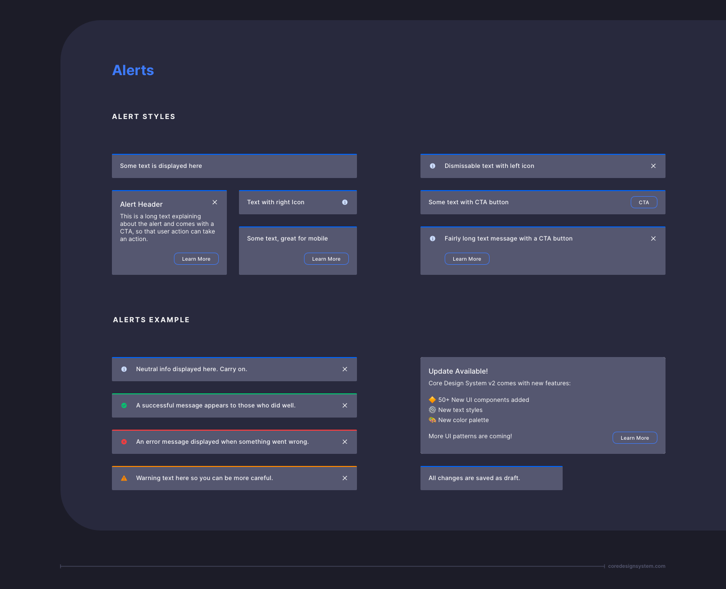 Alert UI Component in dark theme