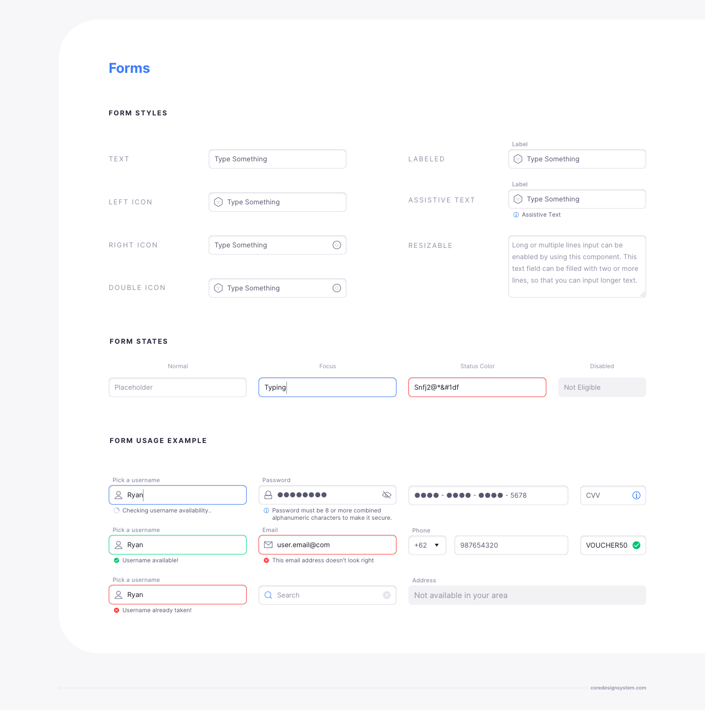 Forms UI Component in light theme