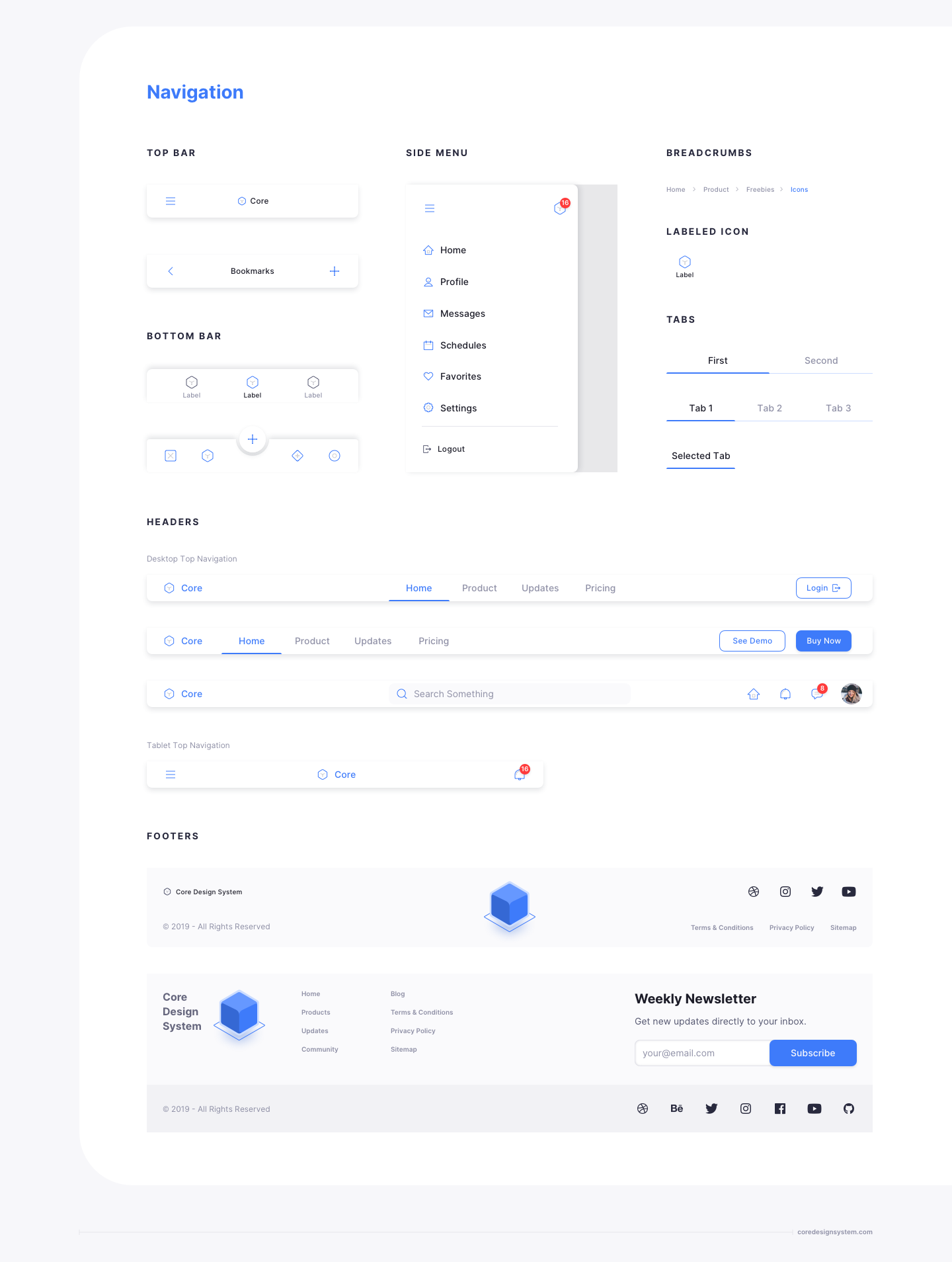 UX Design Navigation UI Component in light theme