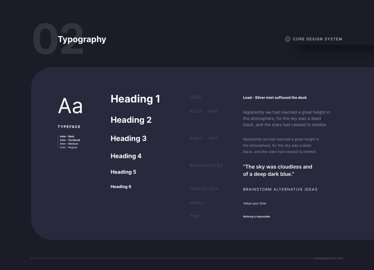 UI Typography in dark theme