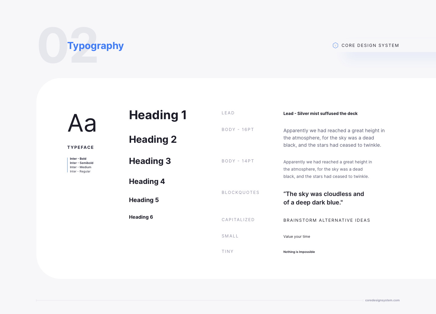 UI Typography in light theme